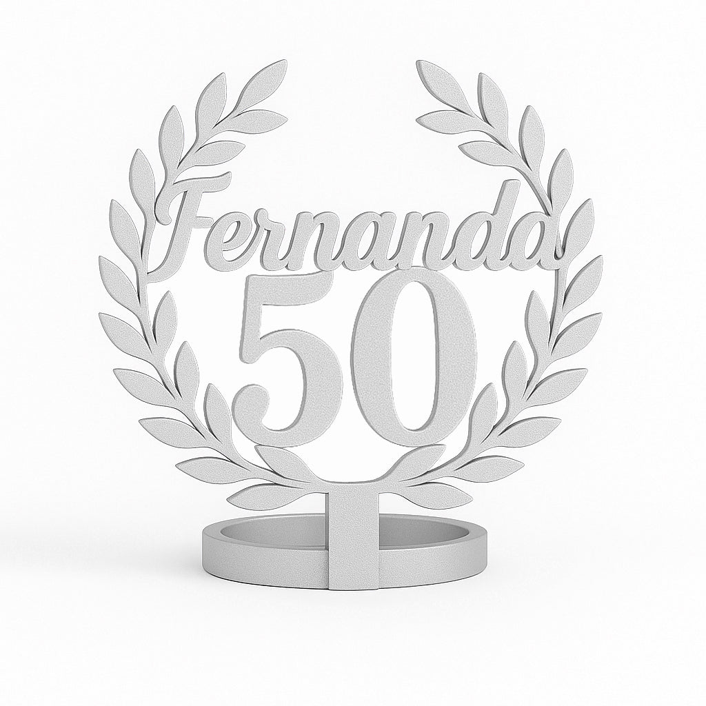 “Celebrando en Grande” – Servilletero de Cumpleaños con Nombre y Edad - Blanco
