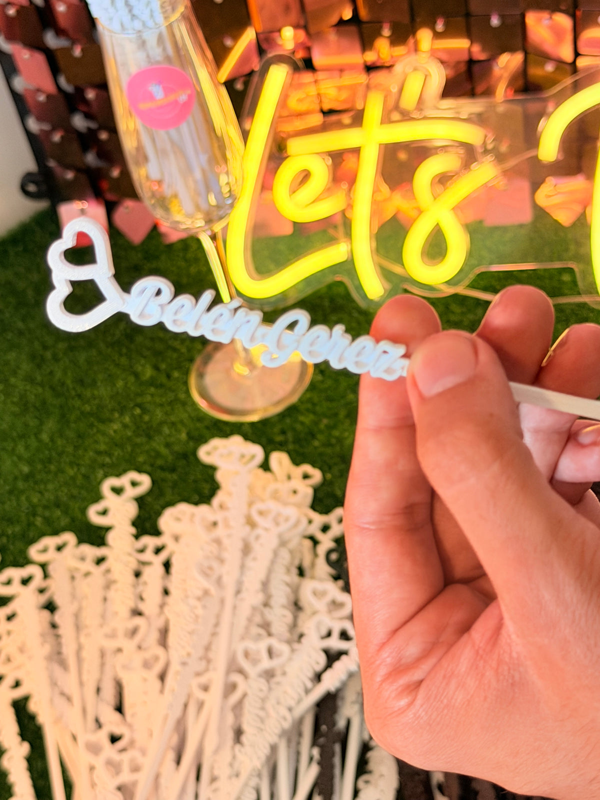 Revolvedores de trago Personalizados Boda Nombres - Endless Hearts