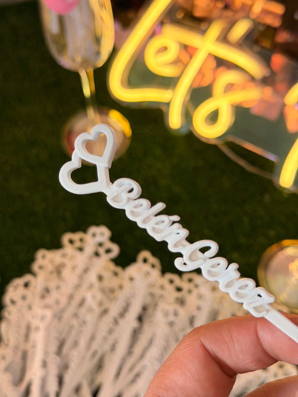 Revolvedores de trago Personalizados Boda Nombres - Endless Hearts