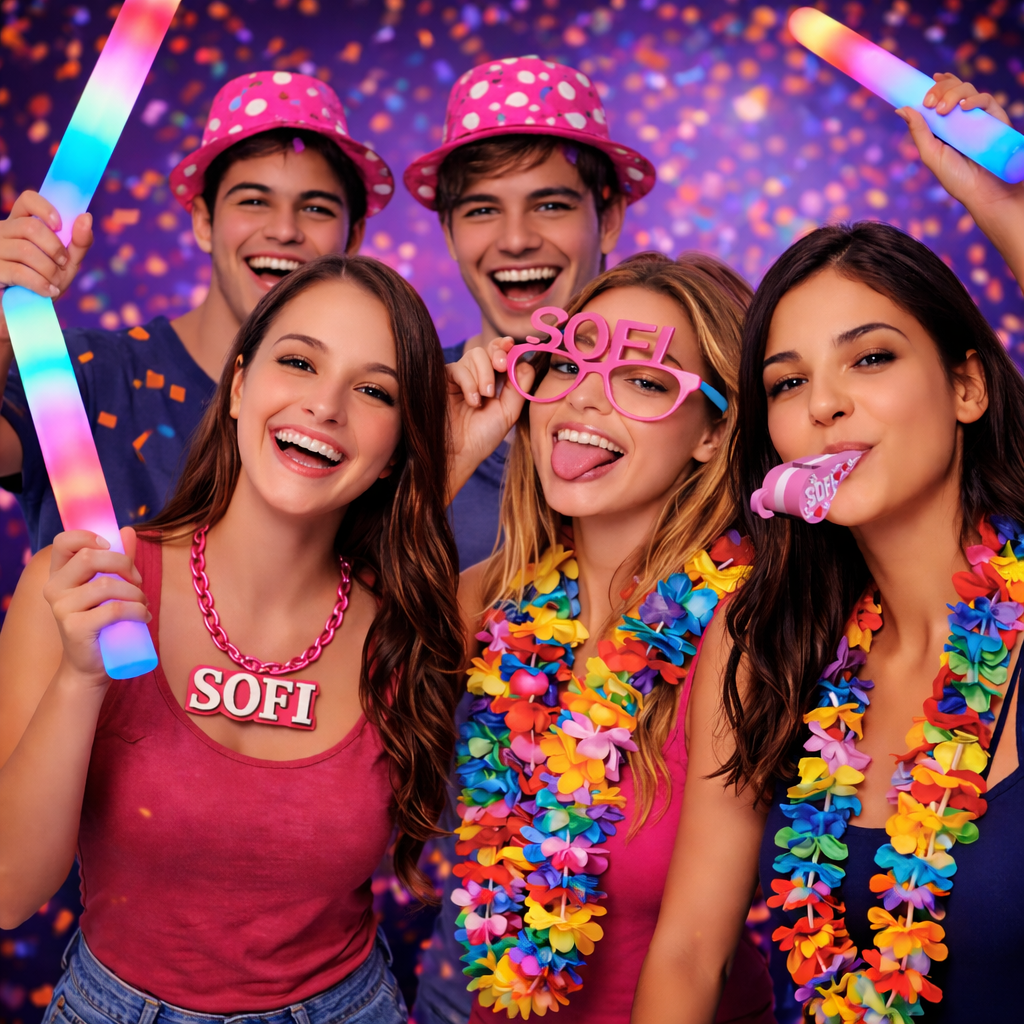 Kit Cotillón Personalizado 100 Personas - Blanco, Rosa, Fucisa, Verde, Azul, Dorado, Plateado, Negro, Verde Fluo