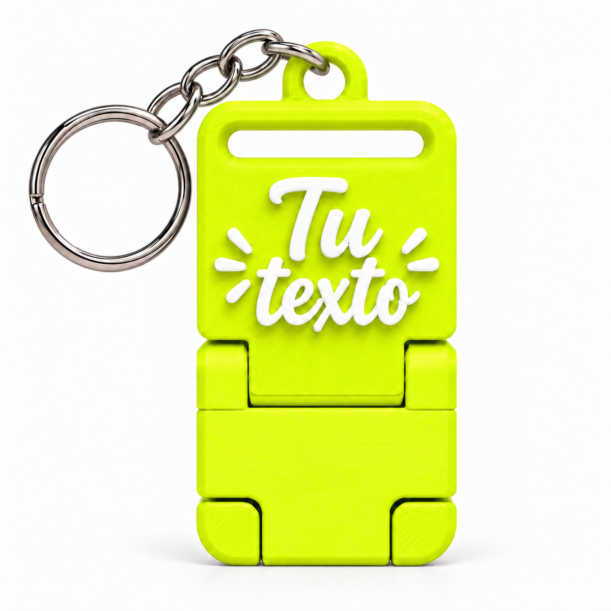 Llavero portacelular personalizado Amarillo flúor con cadena y argolla completas