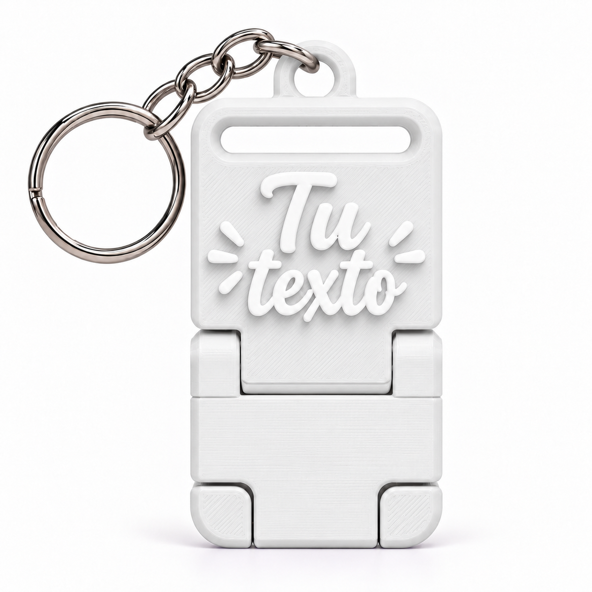 Llavero portacelular personalizado Blanco con cadena y argolla completas