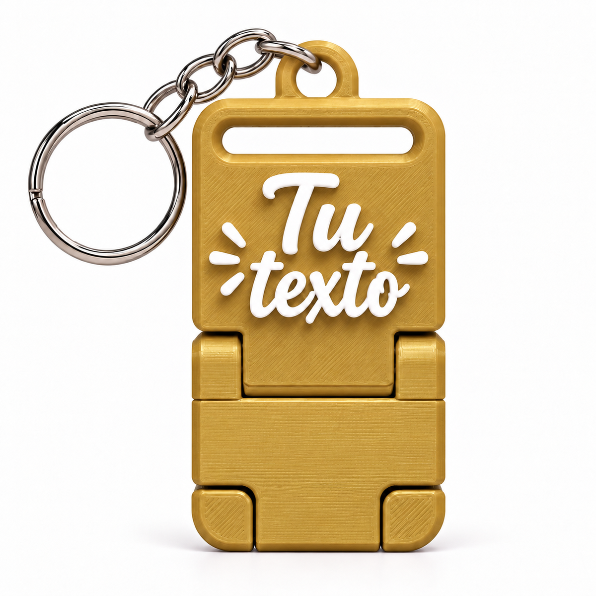 Llavero portacelular personalizado Dorado con cadena y argolla completas