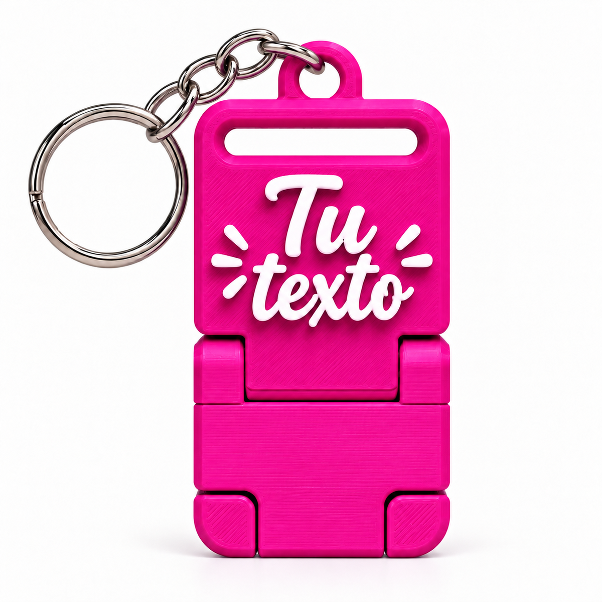 Llavero portacelular personalizado Fucsia con cadena y argolla completas