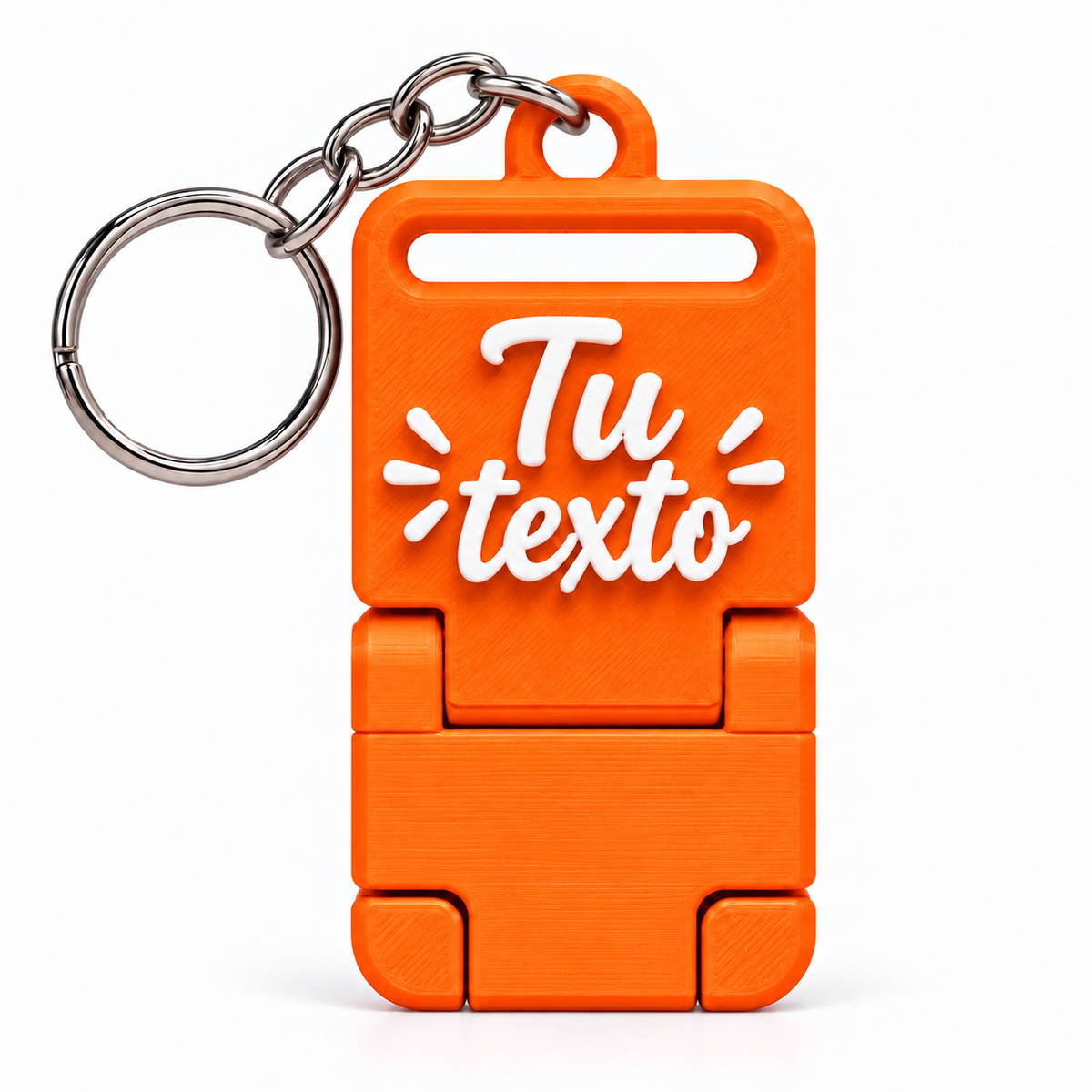 Llavero portacelular personalizado Naranja flúor con cadena y argolla completas
