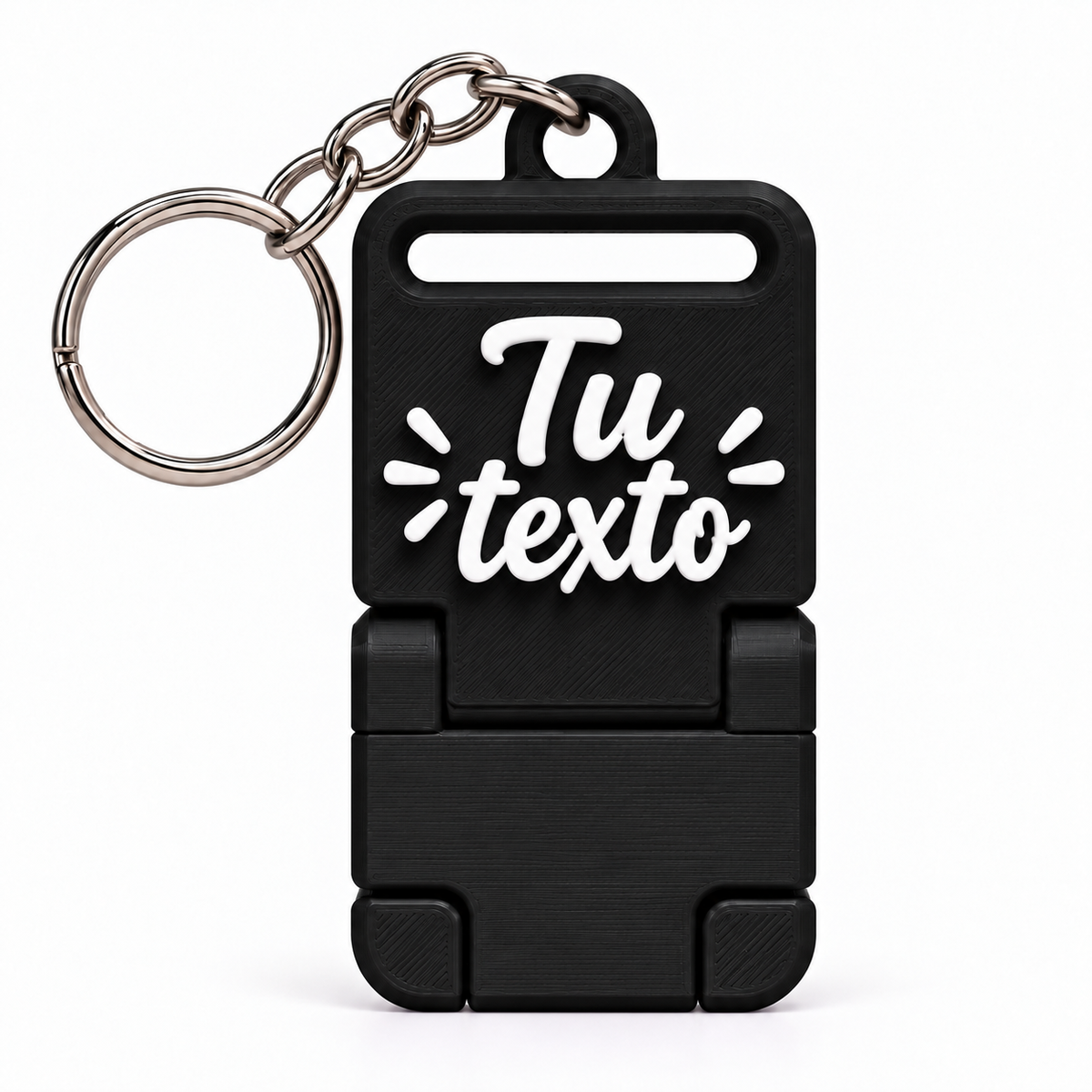 Llavero portacelular personalizado Negro con cadena y argolla completas